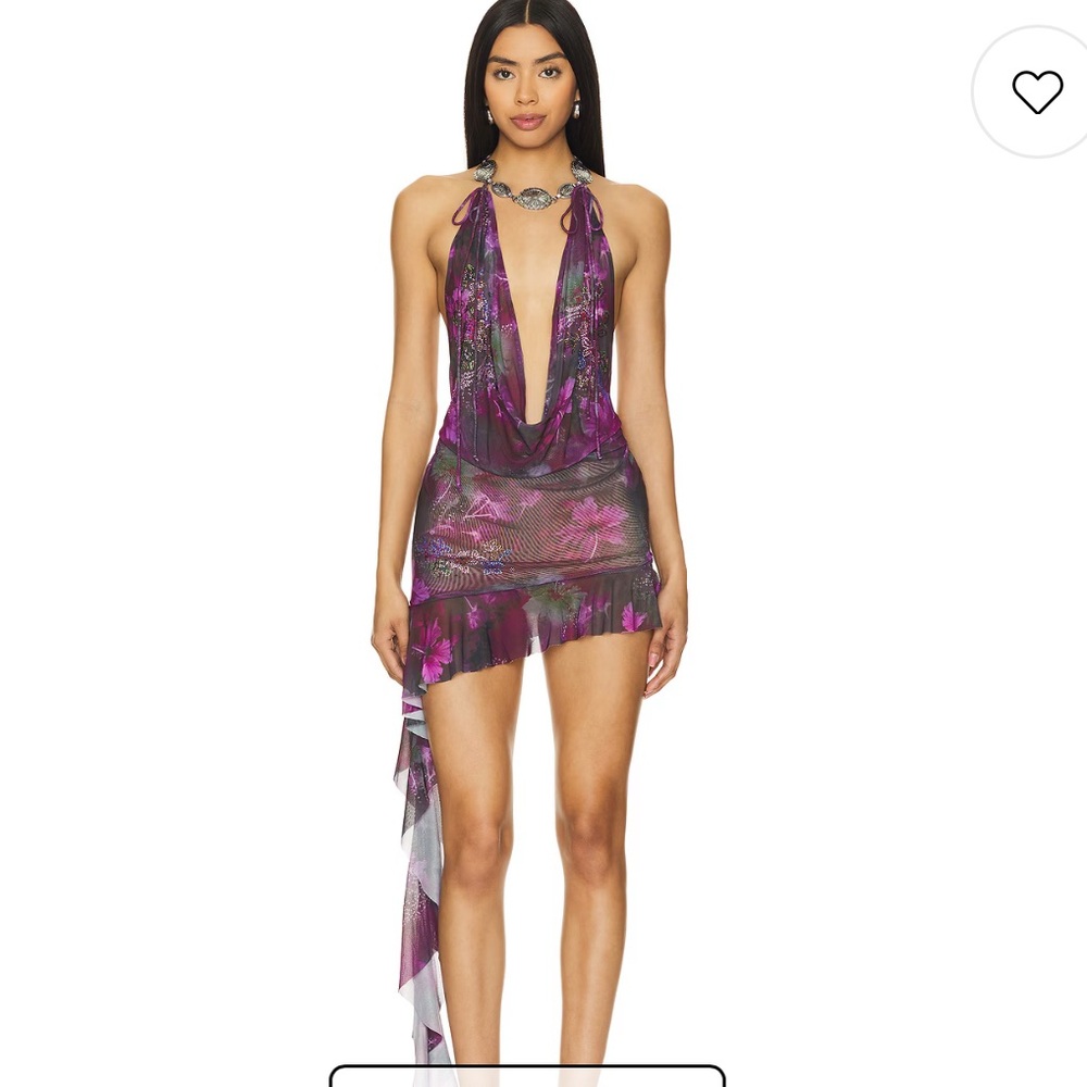 Jaded London Multicolor Sheer Glitter Backless Dress
